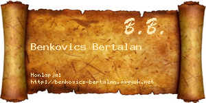 Benkovics Bertalan névjegykártya