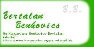 bertalan benkovics business card